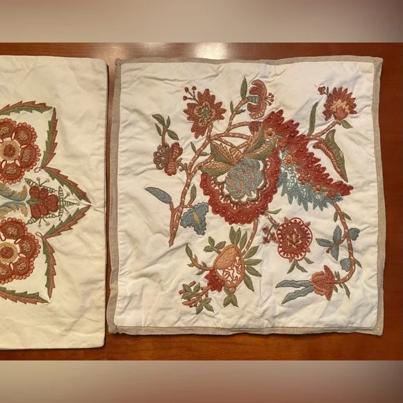 2 Pottery Barn Embroidered Pillow Covers - Picture 3 of 16